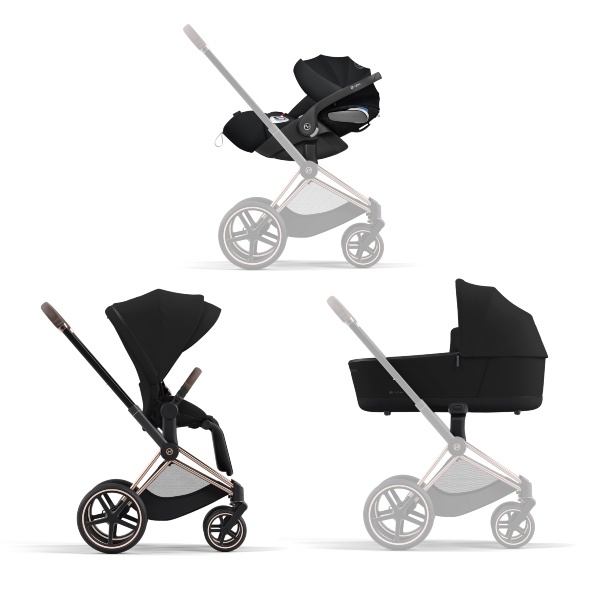 NY! Cybex, Barnevogn, Platinum Line, Priam, Travelsystem 3i1 - Deep Black/Rosegold