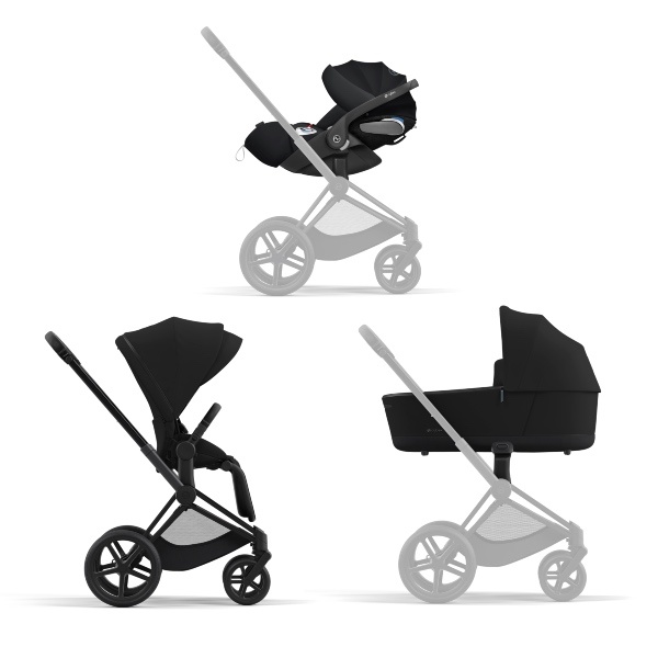 NY! Cybex, Barnevogn, Platinum Line, Priam, Travelsystem 3i1 - Deep Black/Matt Black