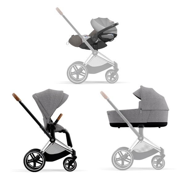 NY! Cybex, Barnevogn, Platinum Line, Priam, Travelsystem 3i1 - Manhattan Grey/Chrome Brown