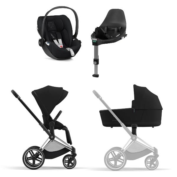 NY! Cybex, Barnevogn, Platinum Line, Priam, Travelsystem 4i1 - Deep Black/Chrome Black