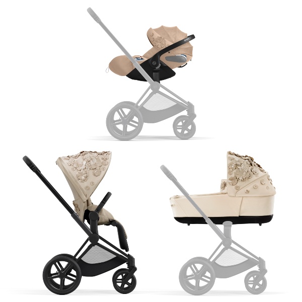 Cybex, Barnevogn, Priam, 3i1, Fashion Collections - Simply Flowers/Nude Beige