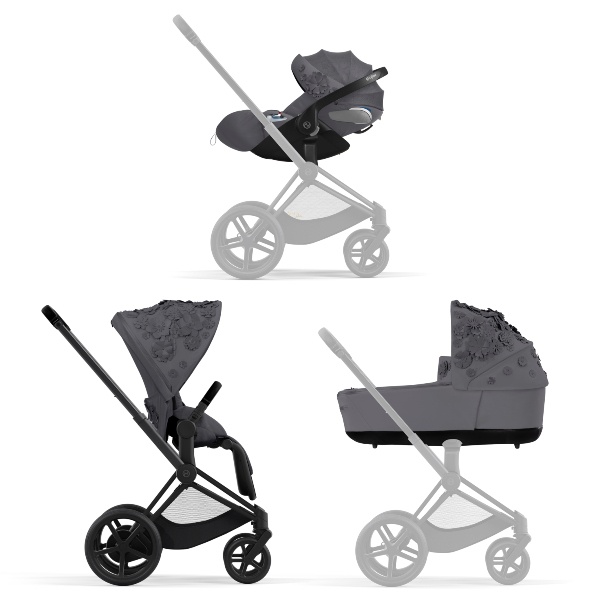 Cybex, Barnevogn, Priam, 3i1, Fashion Collections - Simply Flowers/Dream Grey