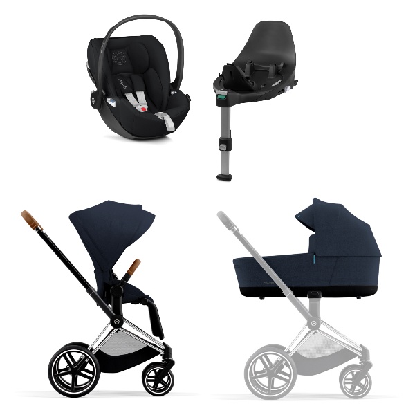 NY! Cybex, Barnevogn, Platinum Line, Priam, Travelsystem 4i1 - Midnight Blue/Chrome Brown