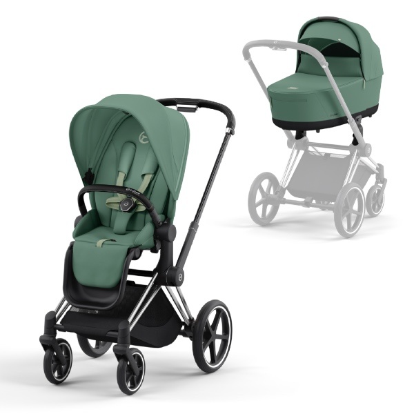 Cybex, Barnevogn, Platinum Line, Priam, Duo - Leaf Green/Chrome Black