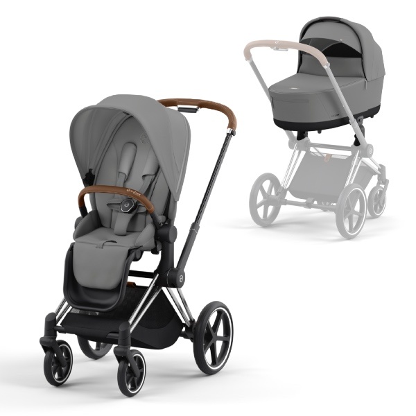 Cybex, Barnevogn, Platinum Line, Priam, Duo - Mirage Grey/Chrome Brown