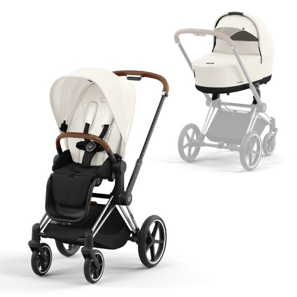 Cybex, Barnevogn, Platinum Line, Priam, Duo - Off White/Chrome Brown