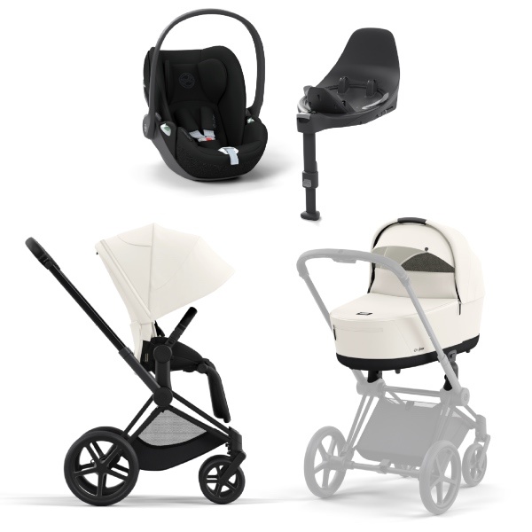 Cybex, Barnevogn, Platinum Line, Priam inkl. Cloud T & Base T - Off White/Matt Black
