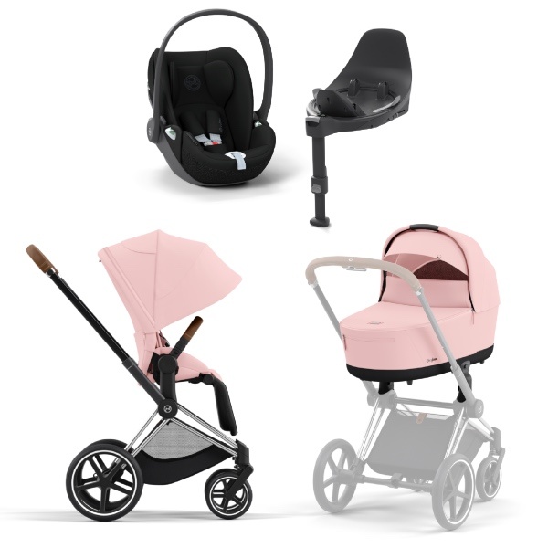 Cybex, Barnevogn, Platinum Line, Priam inkl. Cloud T & Base T - Peach Pink/Chrome Brown