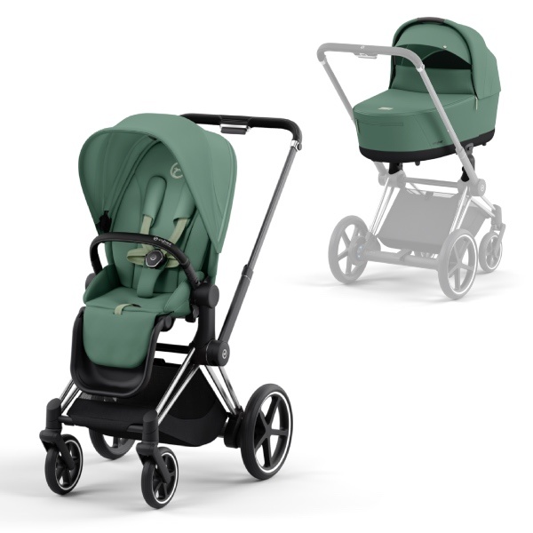 Cybex, Barnevogn, Platinum Line, e-Priam, Duo - Leaf Green/Chrome Black