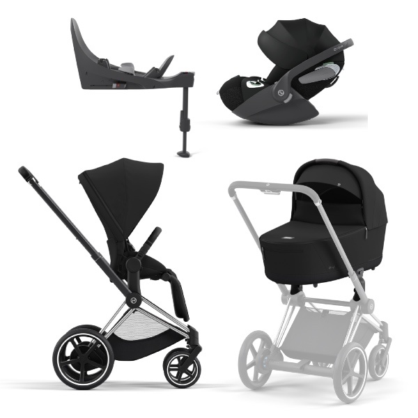 Cybex, Barnevogn, Platinum Line, e-Priam inkl. Cloud T & Base T - Sepia Black/Chrome Black